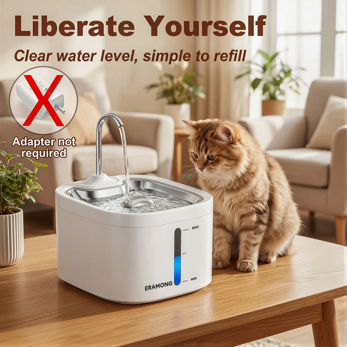 Automatic Stainless Steel Pet Water Dispenser With Tray