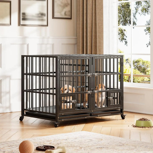Anixol Heavy Duty Metal Dog Crate With Double Entry Doors