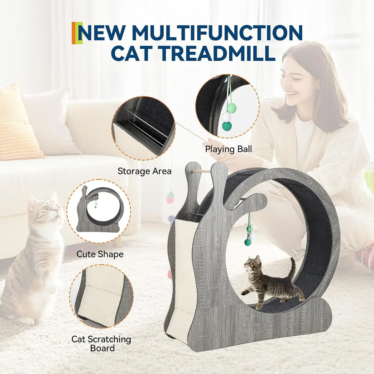 Garvee Multifunctional Cat Treadmill Exercise Wheel With Scratching Board