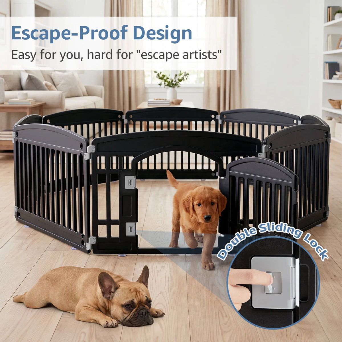 JHK Plastic Dog Playpen Expandable Durable Portable Pet Fence