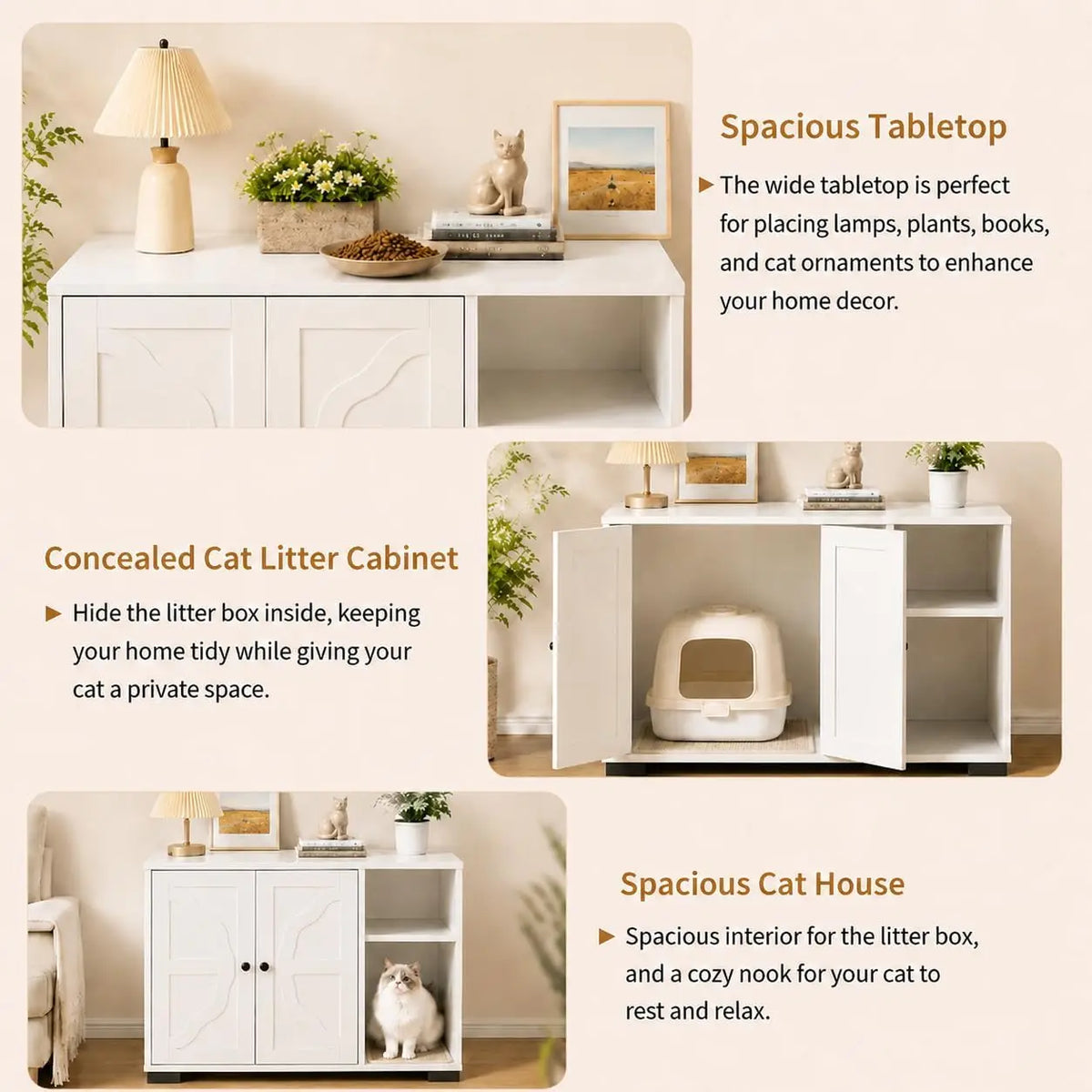 Garvee Hidden Litter Box Cabinet for Automatic Cat Litter Systems