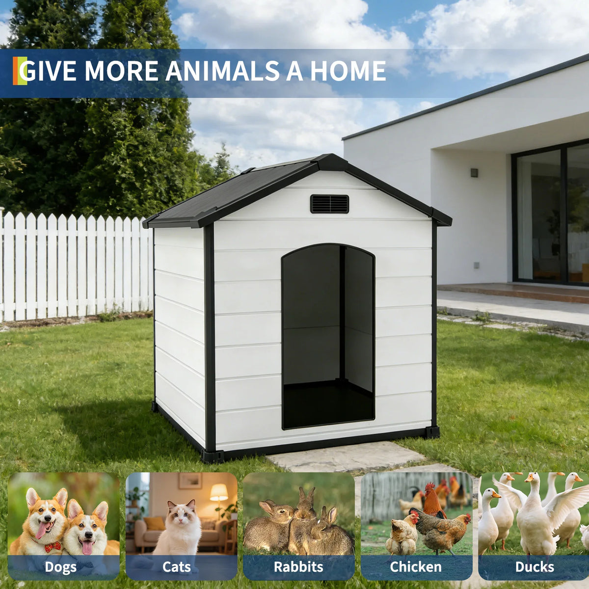 Durable Waterproof Plastic Dog Kennel With Vented Elevated Floor