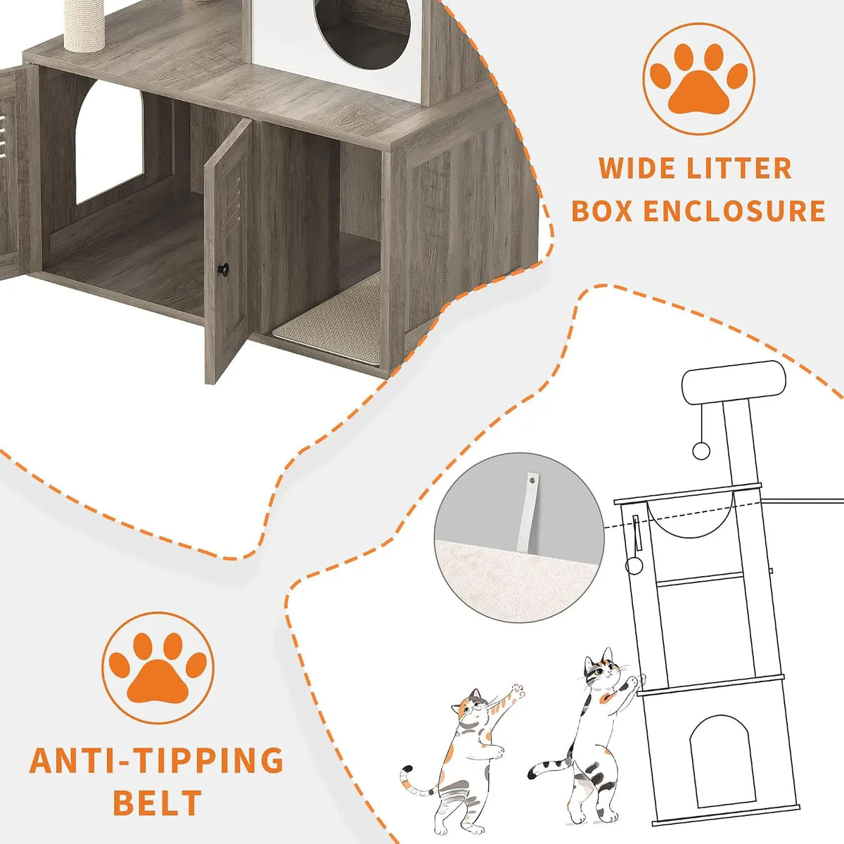 Garvee Multifunctional Cat Litter Cabinet With Integrated Cat Tree