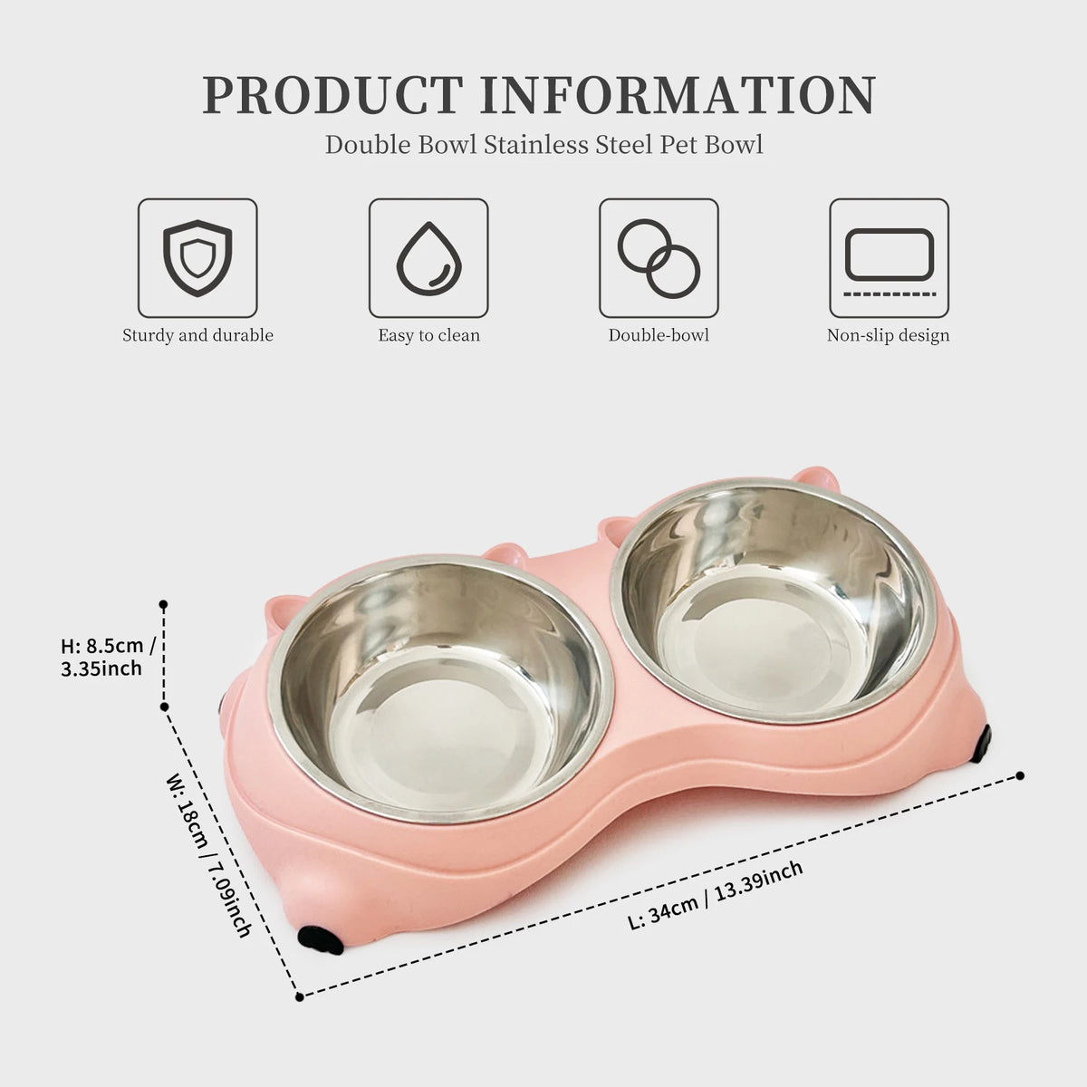 Stainless Steel Double Pet Feeder Bowl For Cats And Dogs