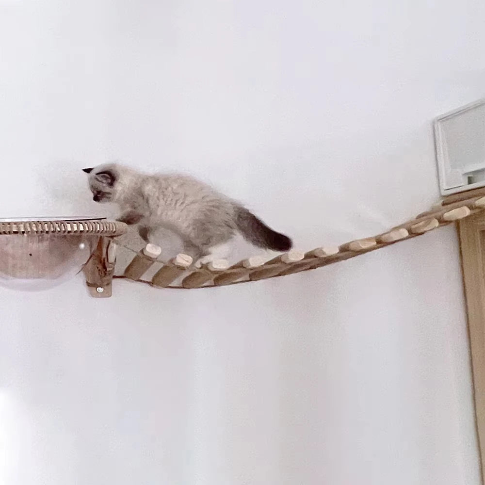 CWV Wooden Cat Bridge Featuring Sisal Rope Ladder Design