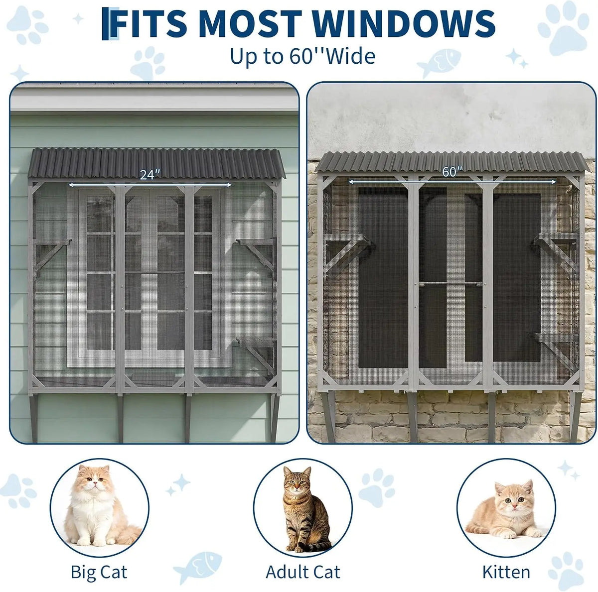 Expandable Wooden Window Catio Cat Enclosure With Perch