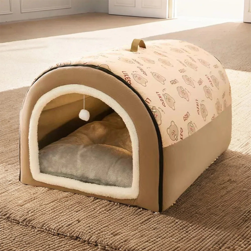 Detachable Washable Pet Cave Bed House for Cats and Dogs