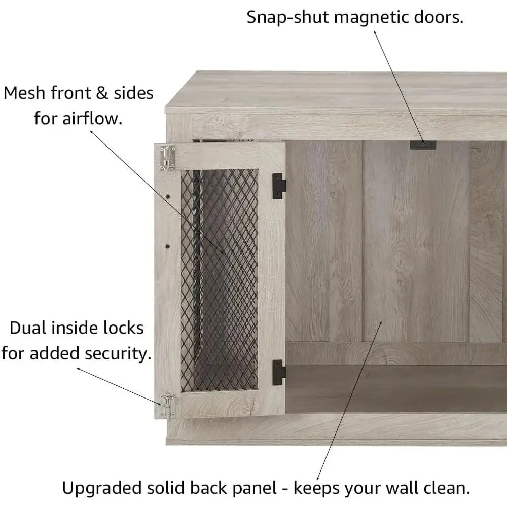 Furniture Style End Table Dog Crate with Cushion and Tray