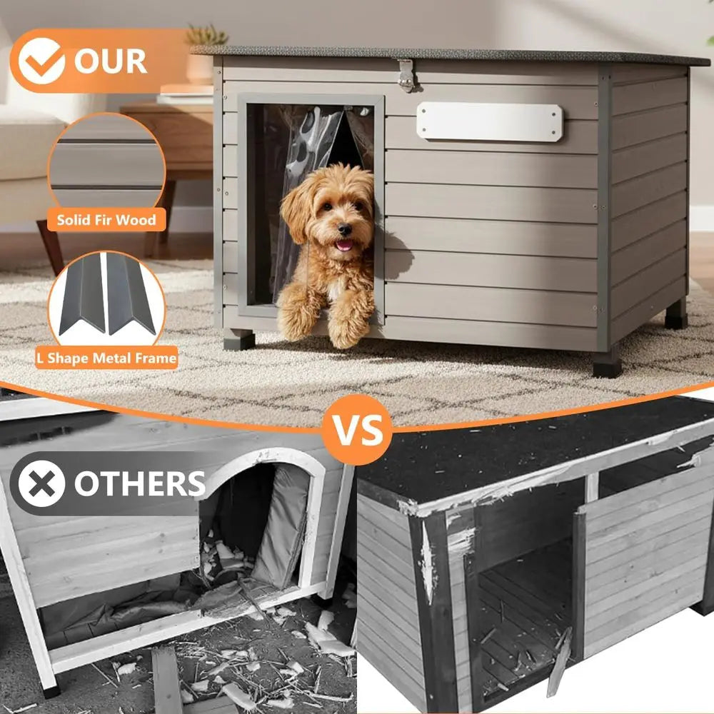 Outdoor And Indoor Dog House With Easy Clean Openable Roof