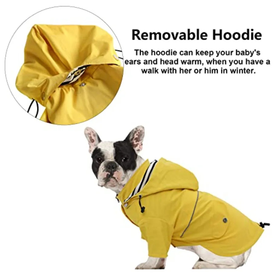 Water Resistant Dog Raincoat With Adjustable Hood Design