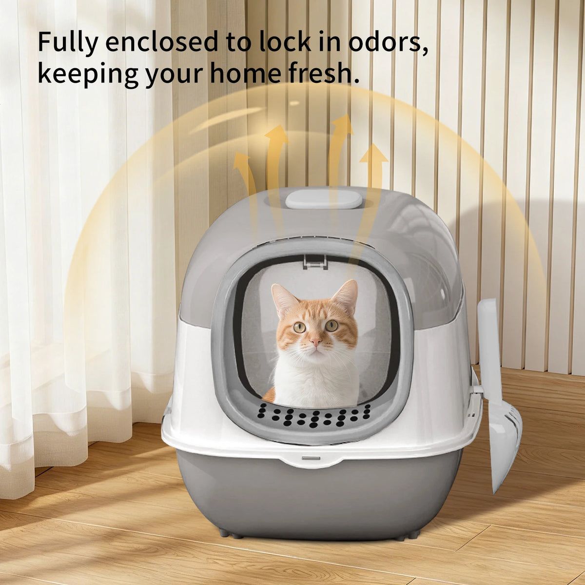 Switchable Open Semi Enclosed Plastic Cat Litter Box