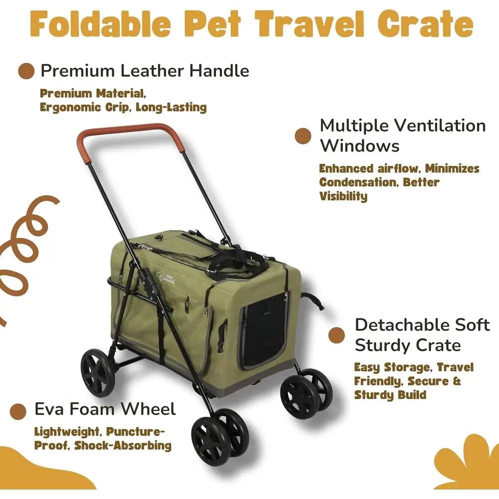 Foldable 2 In 1 Pet Stroller And Portable Travel Carrier
