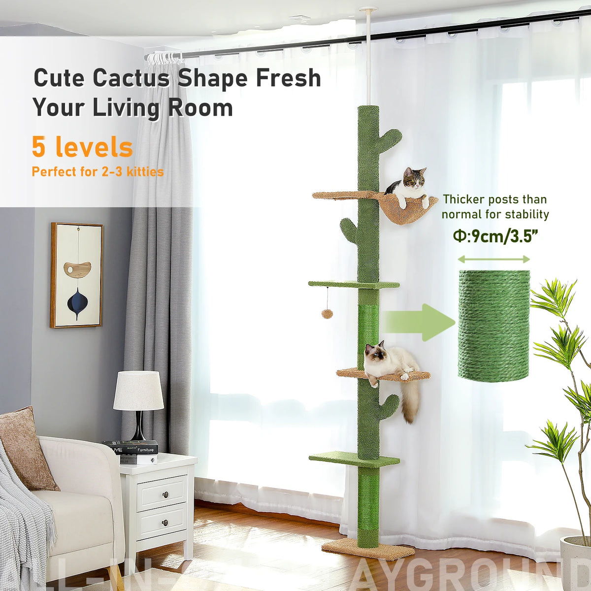 PAWZ Road Five Tier Floor To Ceiling Cat Tree Tower