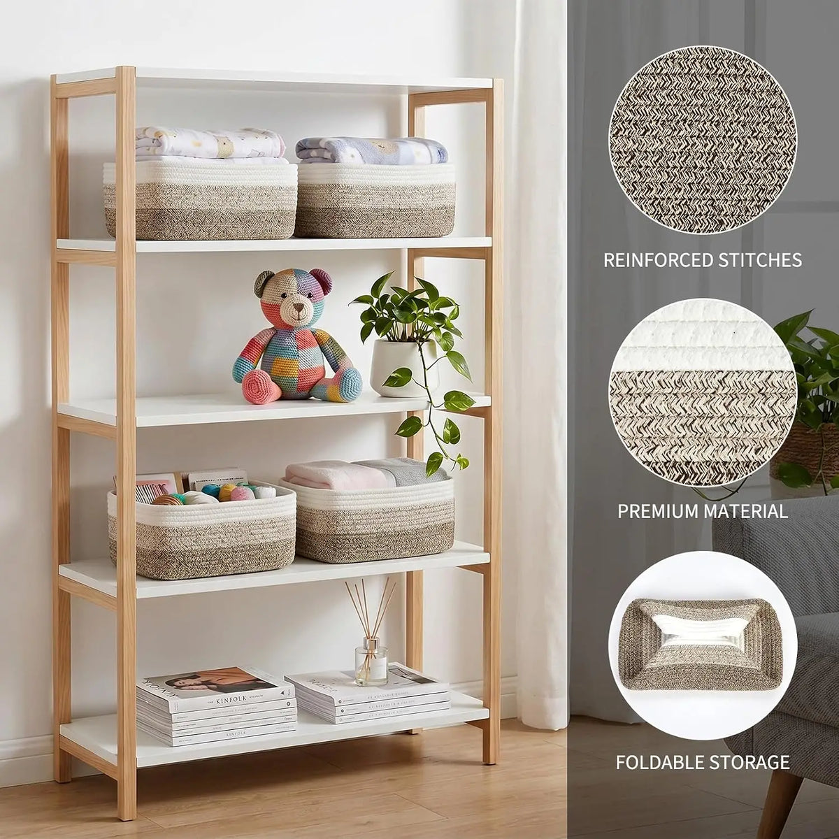 Garvee Woven Cotton Rope Storage Baskets Set of 3 Organizer