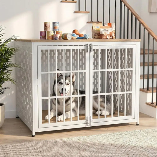 Heavy Duty Dog Crate Furniture With Decorative Wood Side Table