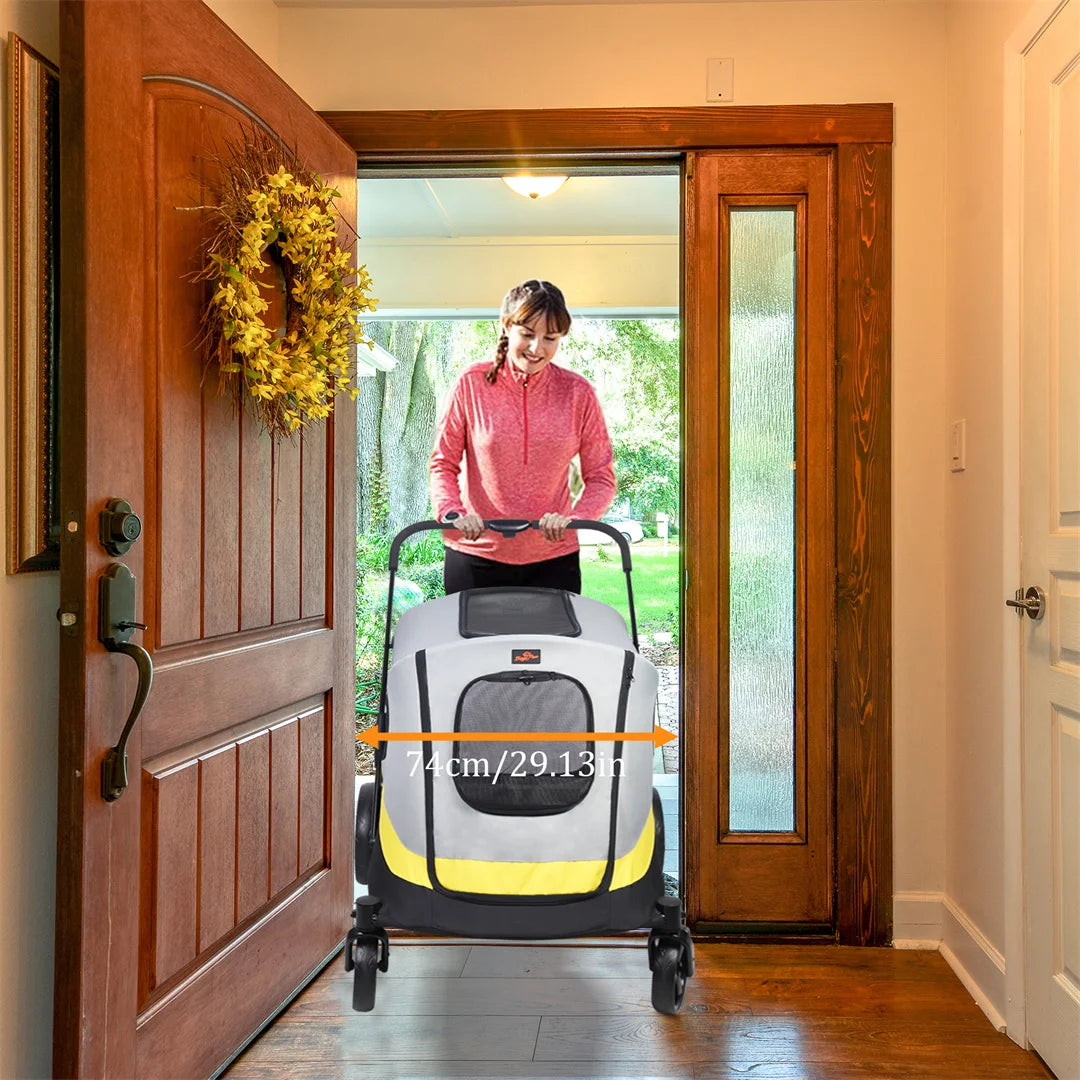 BingoPaw Foldable Dog Stroller with Rainproof Cover for Pet Travel