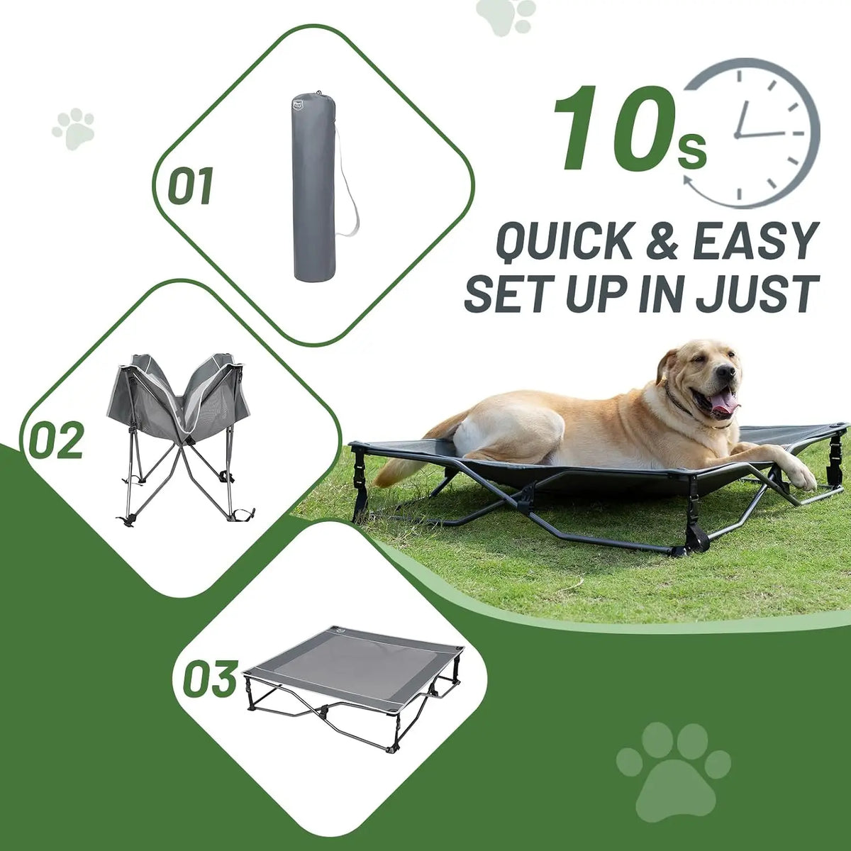 Foldable Elevated Cooling Dog Bed For Indoor And Outdoor Use