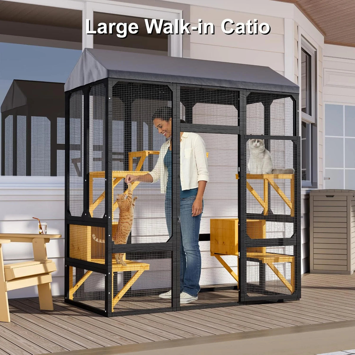 Waterproof Outdoor Cat Catio Walk In Platforms And Boxes
