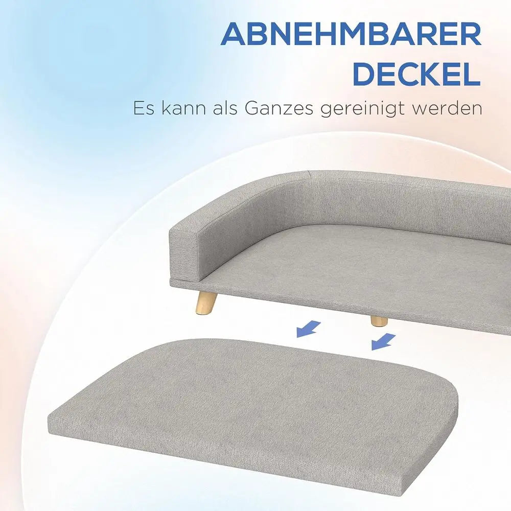 Luxury Pet Sofa Bed With Washable Cushion And Wooden Legs