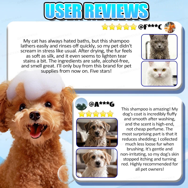 Waterless Foam Shampoo for Cats and Dogs Pet Grooming