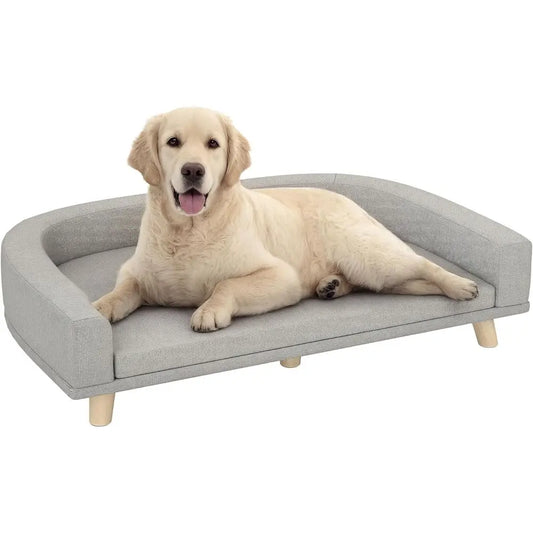 Luxury Pet Sofa Bed With Washable Cushion And Wooden Legs