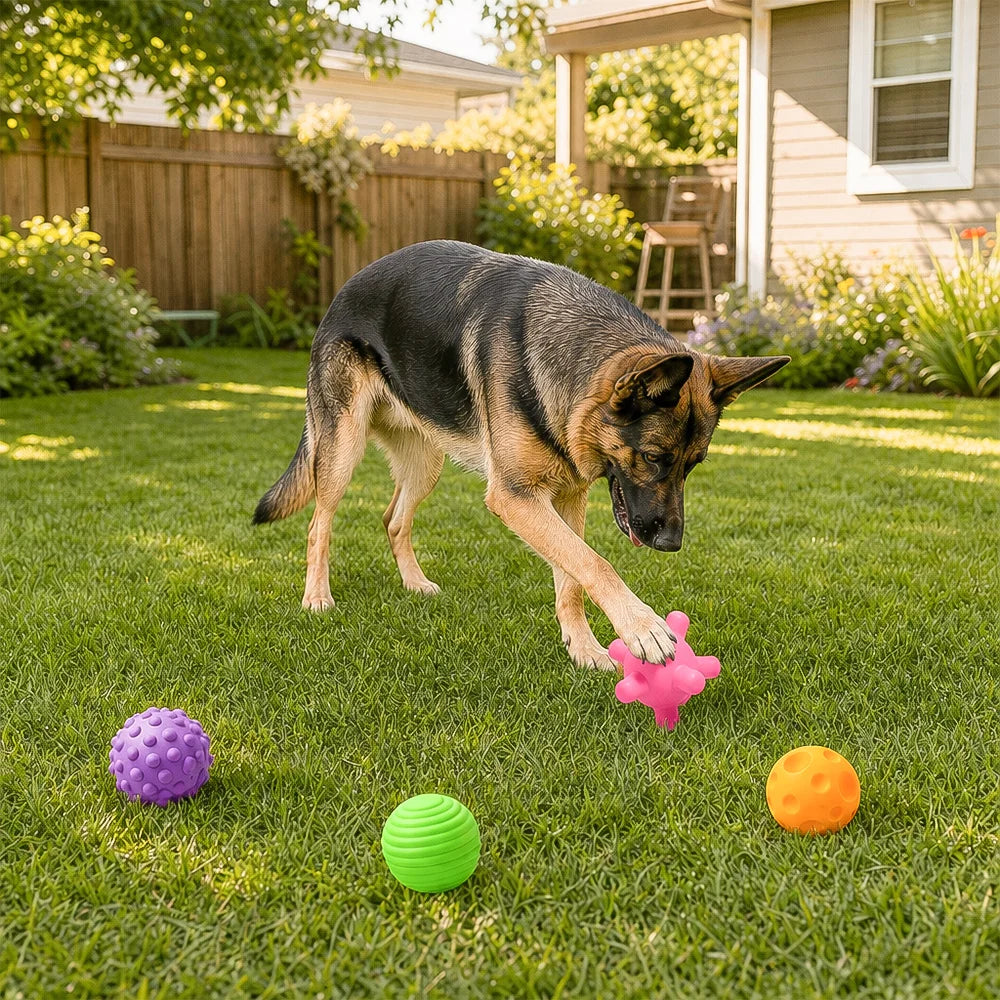 Premium Silicone Interactive Chew Toy Balls For Pets 4 Pack
