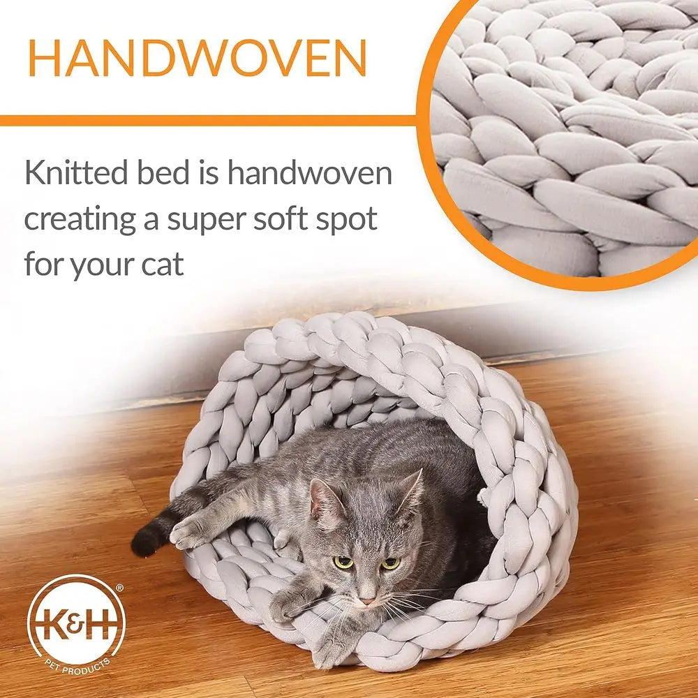 Handwoven Knitted Polyester Cat Bed Crafted For Daily Relaxation