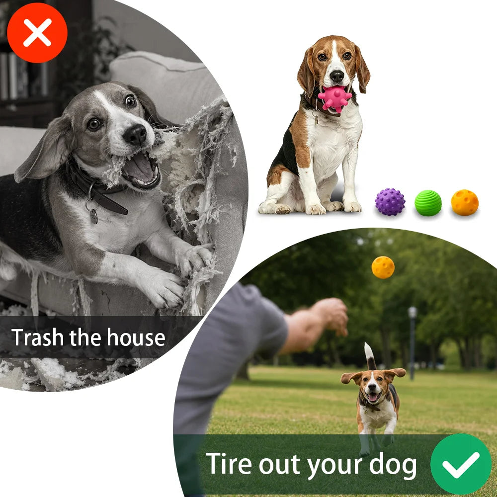 Premium Silicone Interactive Chew Toy Balls For Pets 4 Pack