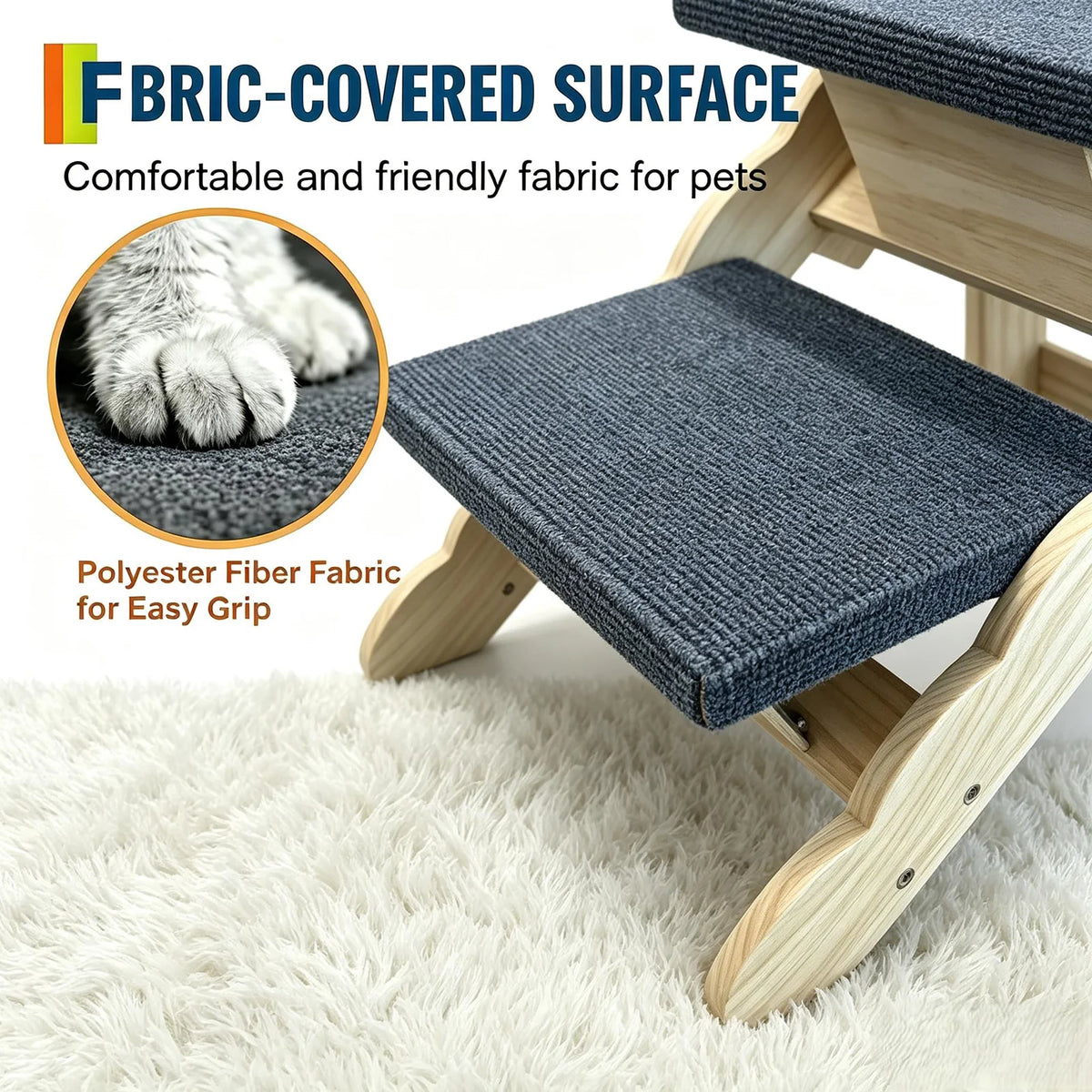 HiMISS Wooden 2In1 Pet Stairs And Folding Dog Ramp