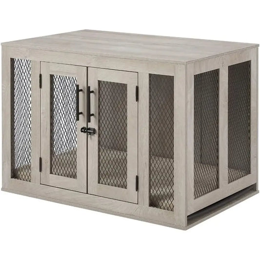Furniture Style End Table Dog Crate with Cushion and Tray