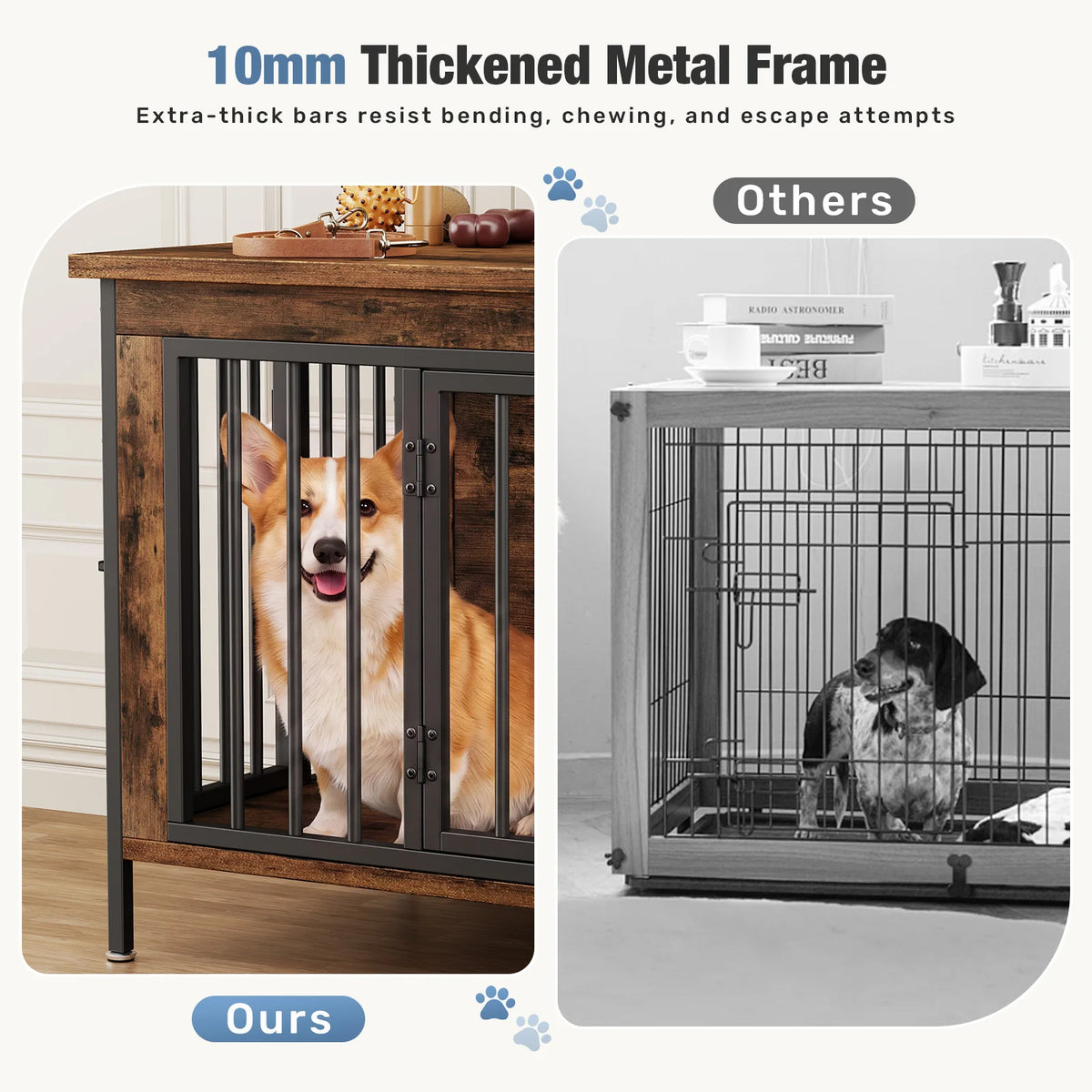 JHK Double Door Wooden Dog Kennel With Divider For Home
