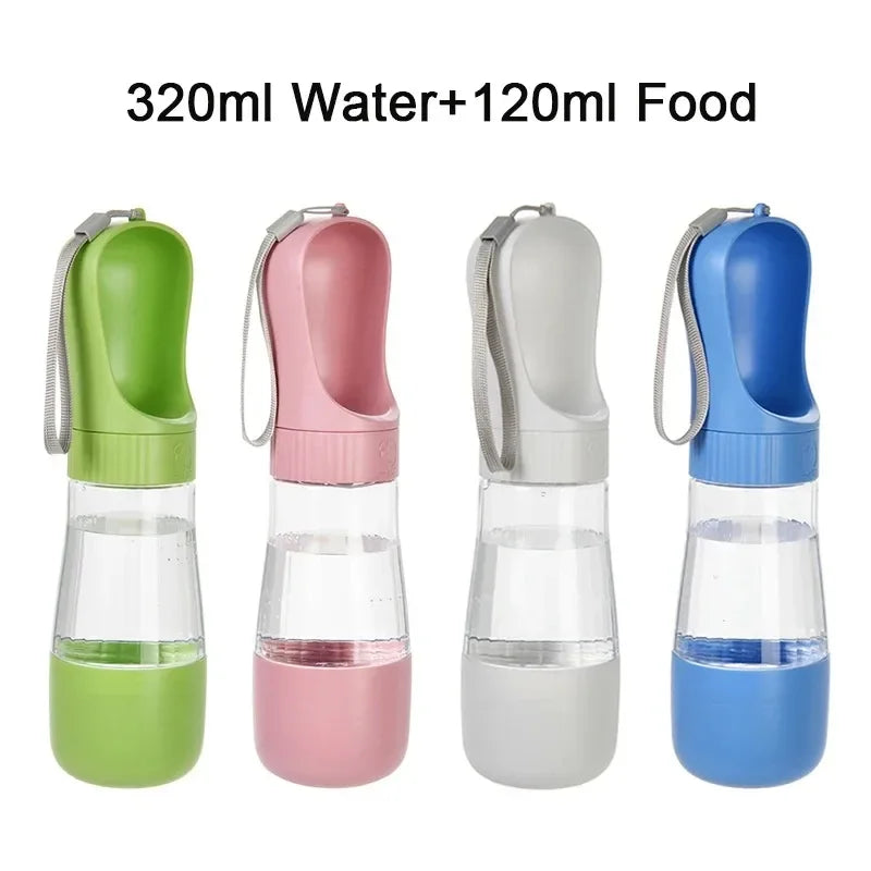 Glass Pet Water And Food Dispenser Bottle Portable For Dogs