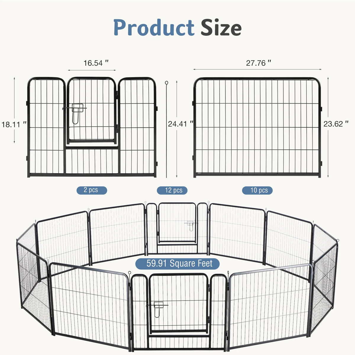 JHK Foldable Metal Dog Playpen for Indoor and Outdoor Use