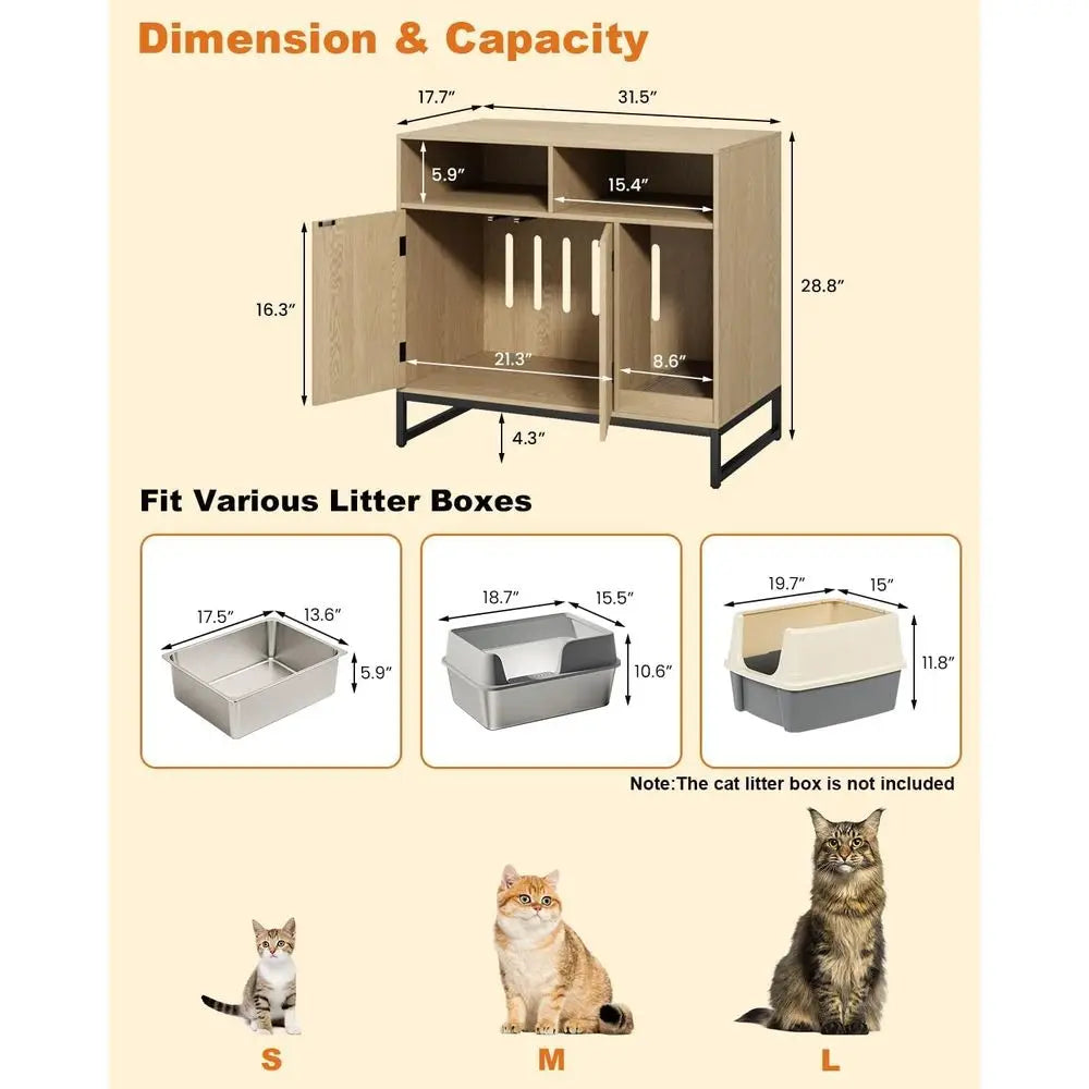 Modern Engineered Wood Cat Litter Box Enclosure With Scratching Pad
