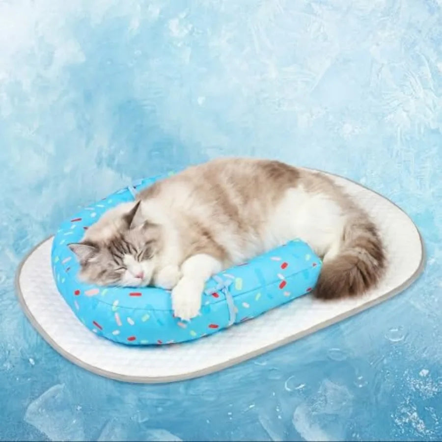 Premium Ice Silk Self Cooling Pet Mat With Memory Foam