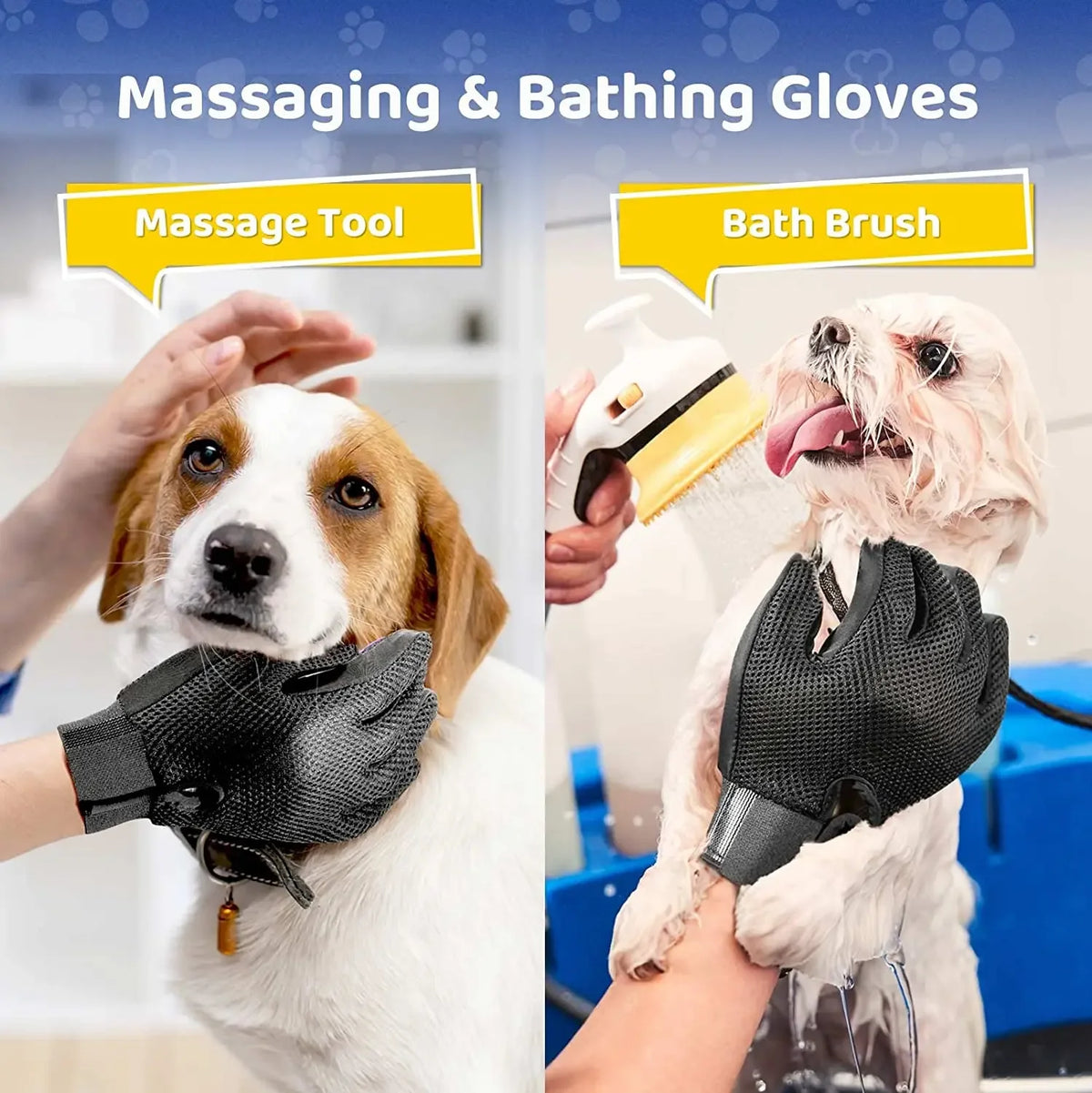 Pet Grooming Glove for Hair Removal on Cats and Dogs