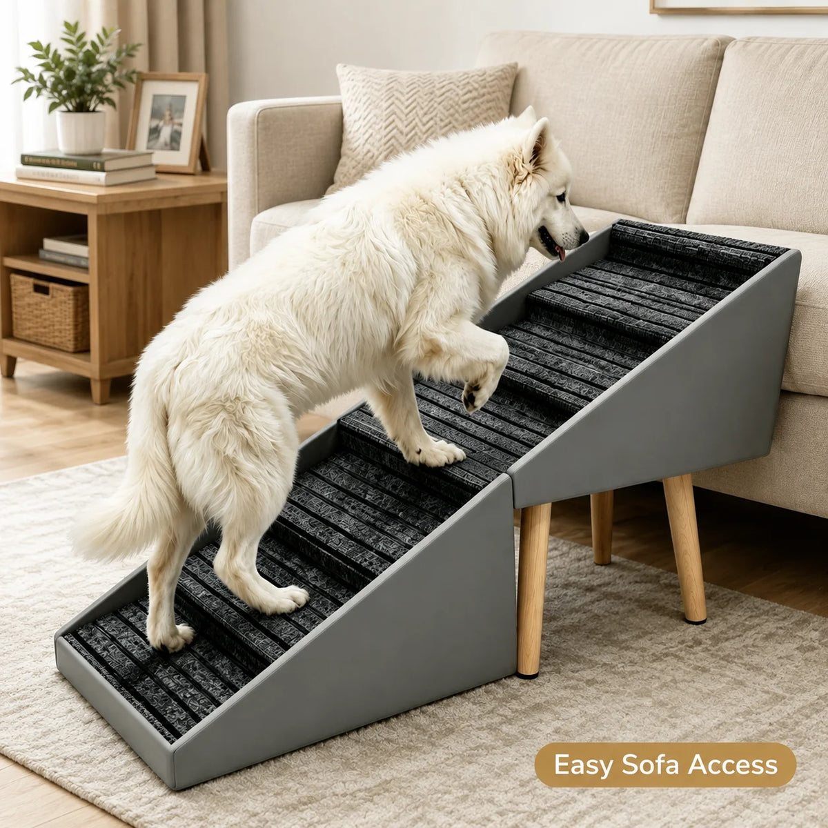 Foldable Wooden Dog Stairs For Bed And Sofa Access Ramp