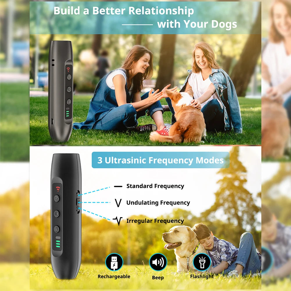VAKIND Ultrasonic Dog Repellent With Rechargeable Battery And LED Light