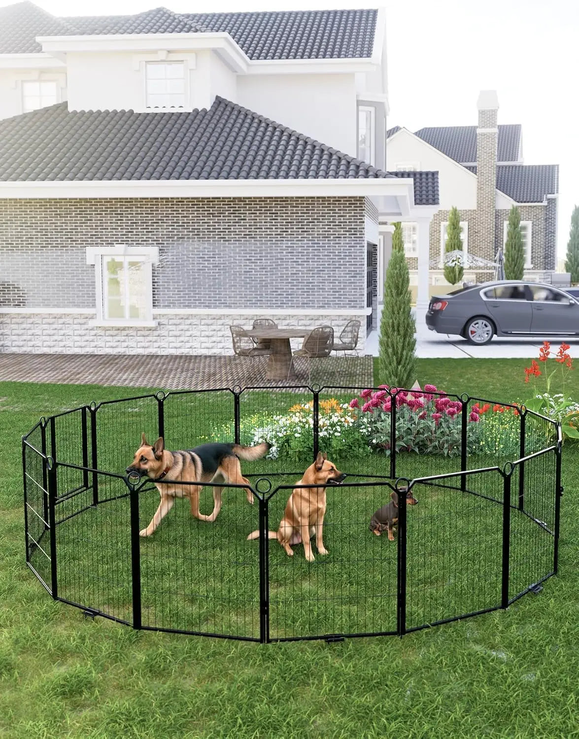 TWISTER.CK Heavy Duty Metal Pet Playpen With Lockable Interlocking Panels