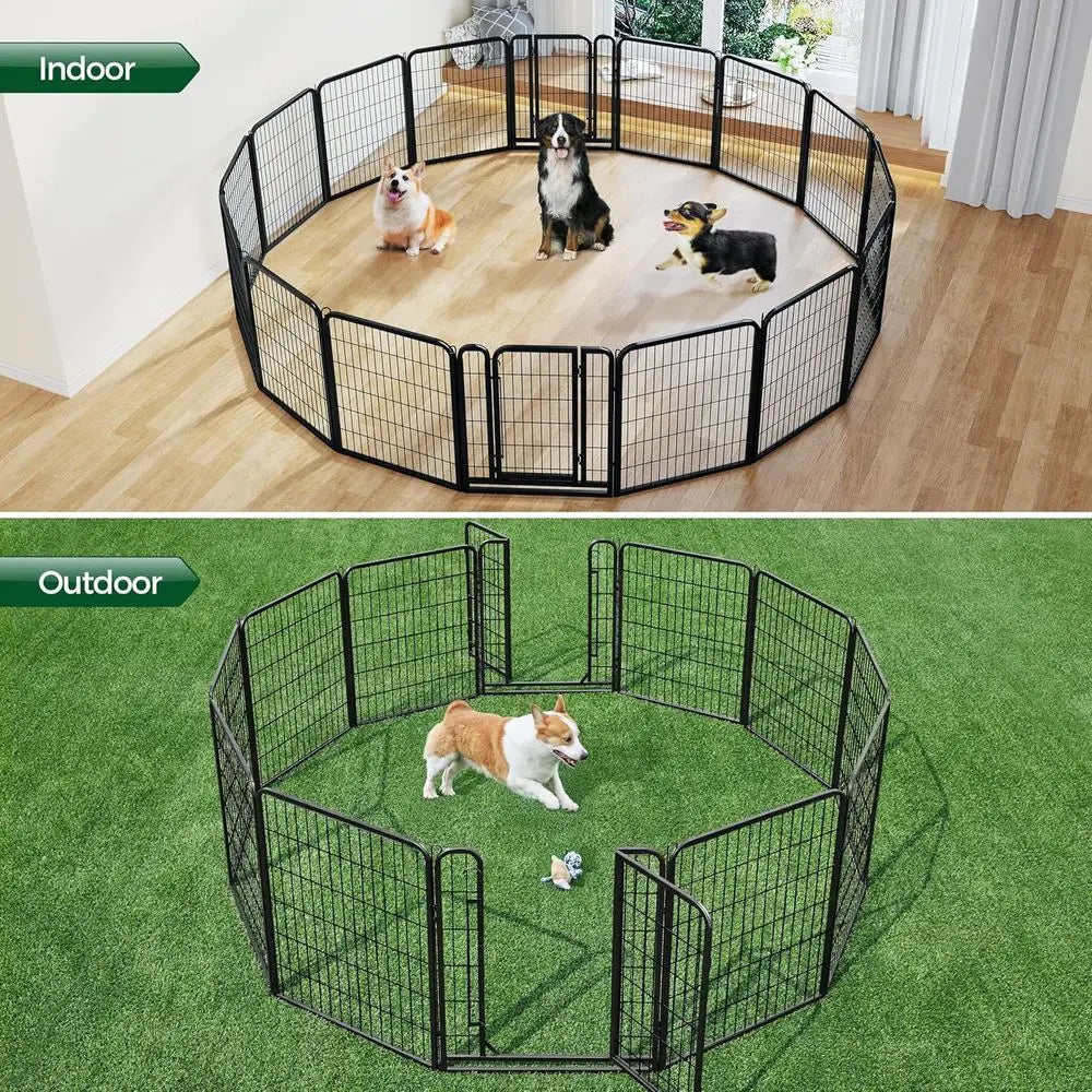 Heavy Duty Metal Dog Playpen With Secure Door And Easy Setup