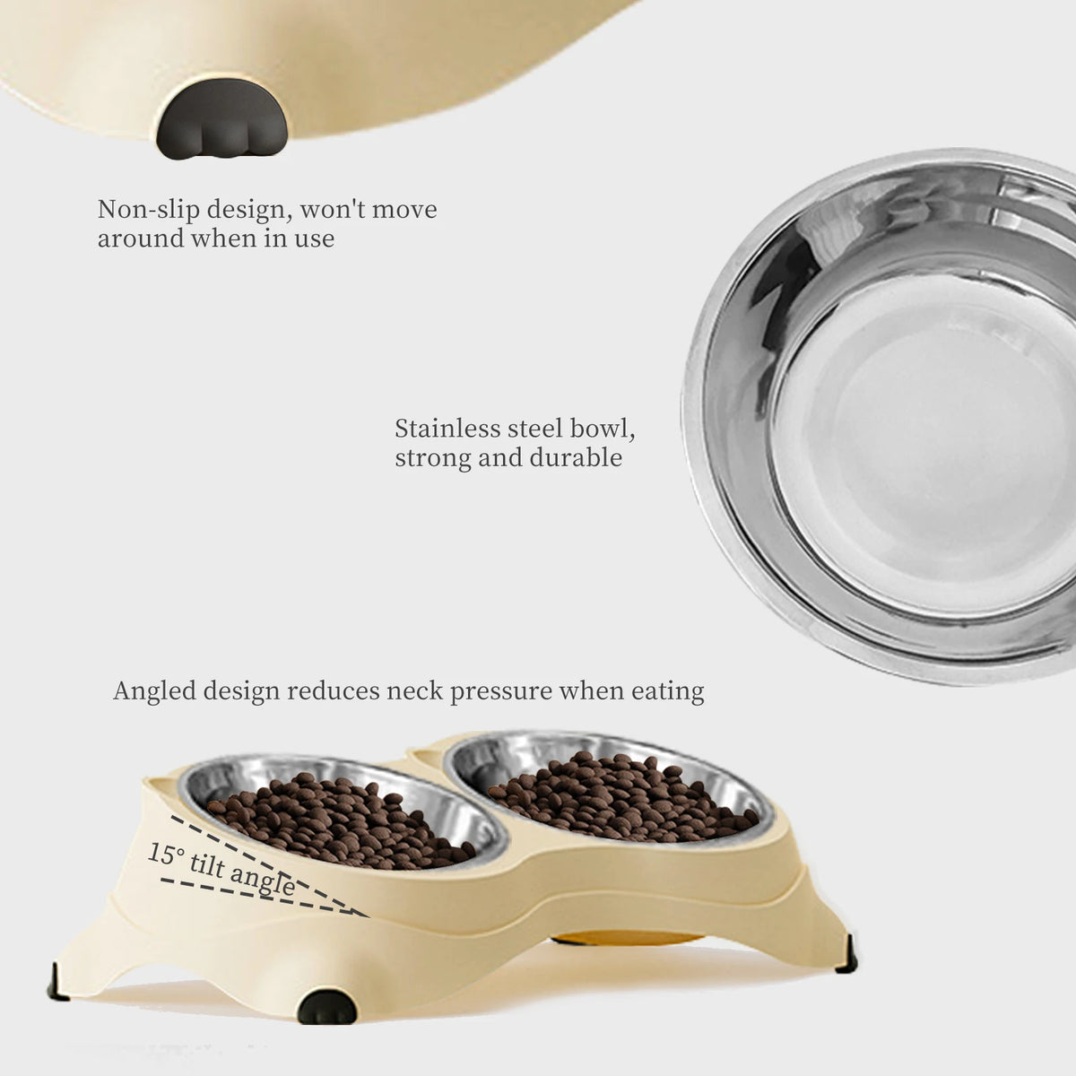 Stainless Steel Double Pet Feeder Bowl For Cats And Dogs