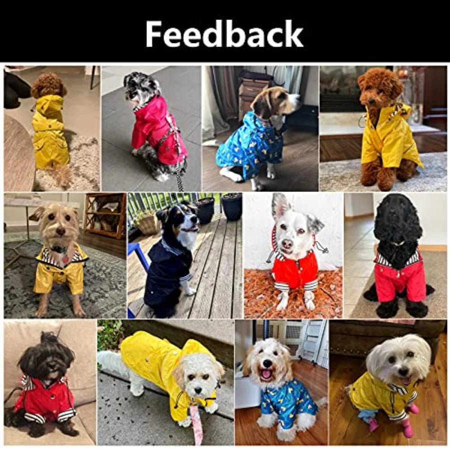 Water Resistant Dog Raincoat With Adjustable Hood Design