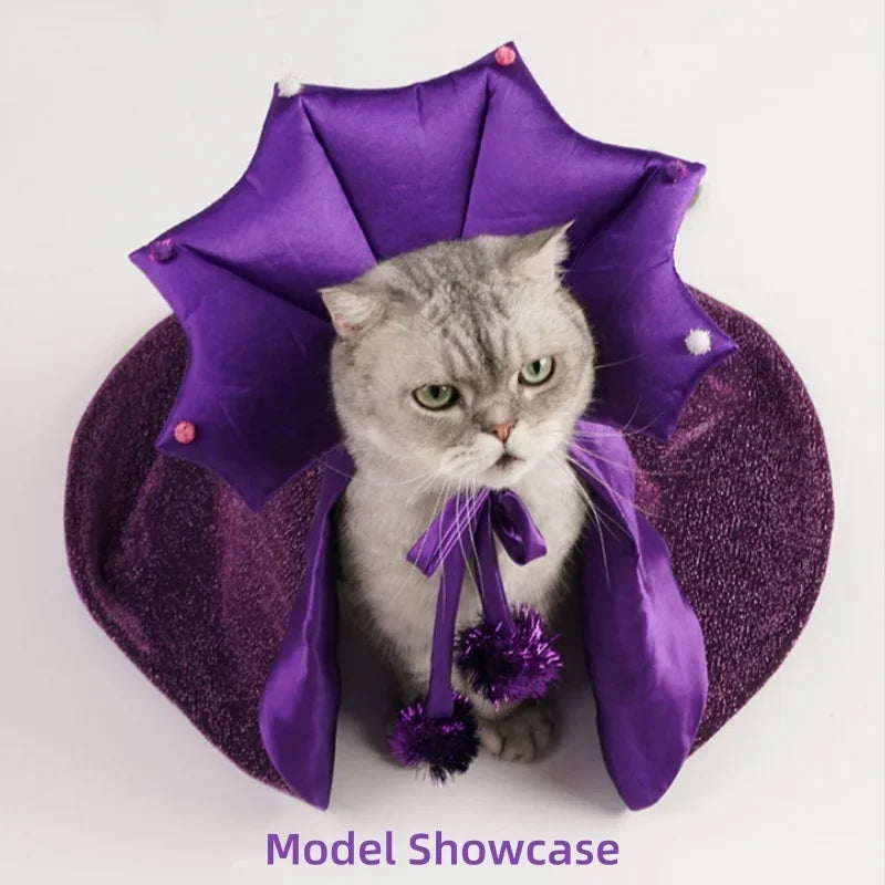 Premium Pet Witch Costume With Cloak And Hat For Cats