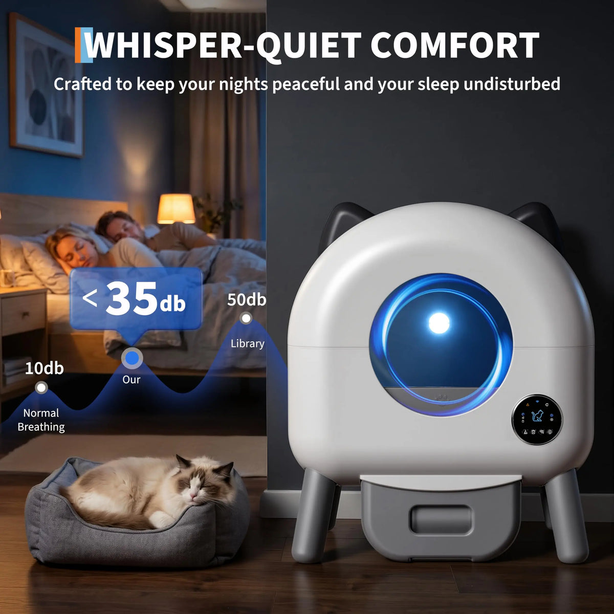 HiMiss Automatic Self Cleaning Cat Litter Box Smart App Controlled