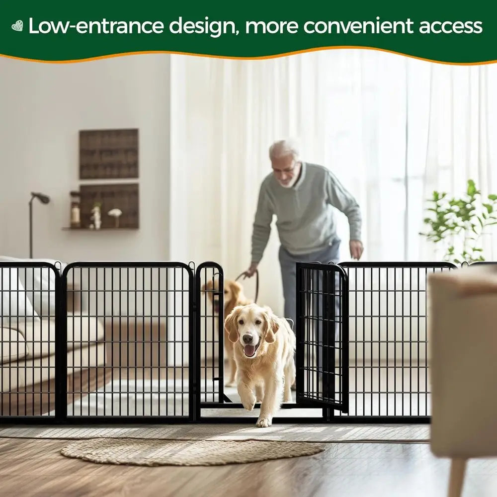 Heavy Duty Metal Dog Playpen With Secure Door And Easy Setup