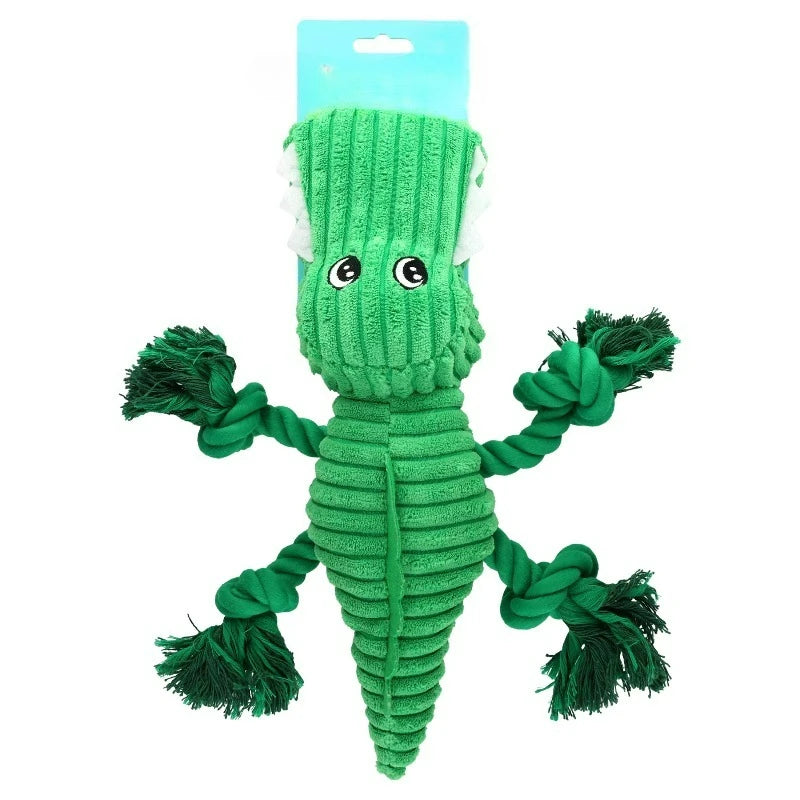 Alligator Plush Dog Toy Squeaker Interactive Chew Level 3