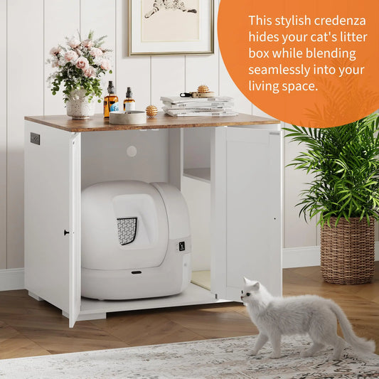 HiMISS Cat Litter Robot Enclosure With Built In Power Outlet