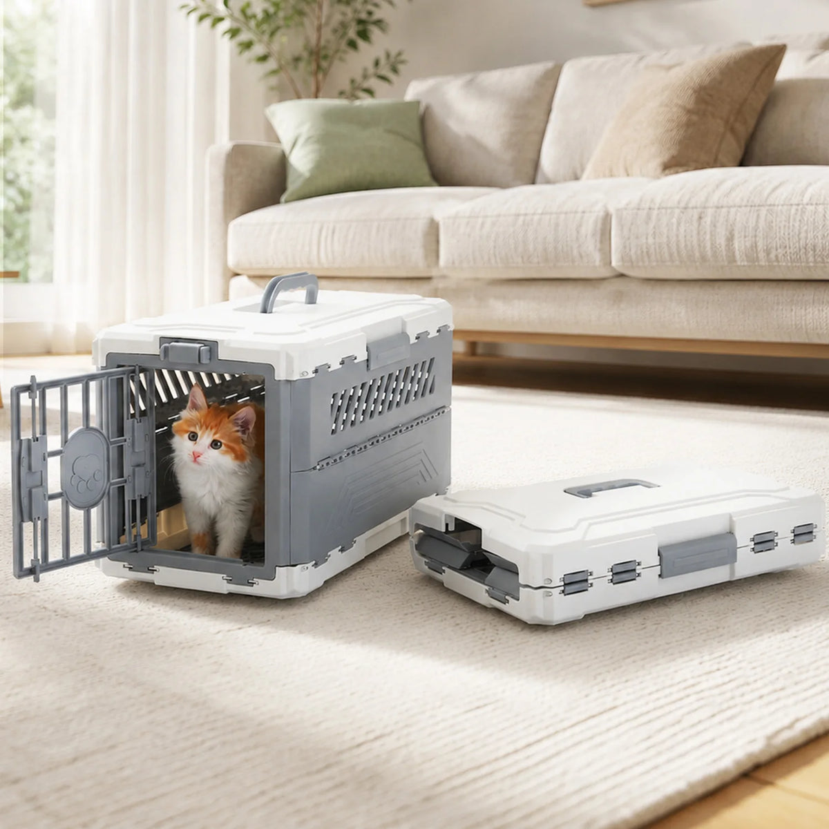 PAWZ Road Foldable Pet Carrier With Secure Lock Door For Travel