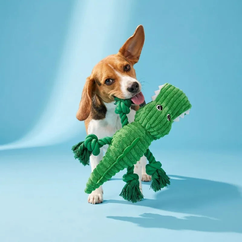 Alligator Plush Dog Toy Squeaker Interactive Chew Level 3