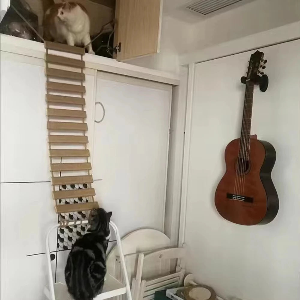 CWV Wooden Cat Bridge Featuring Sisal Rope Ladder Design